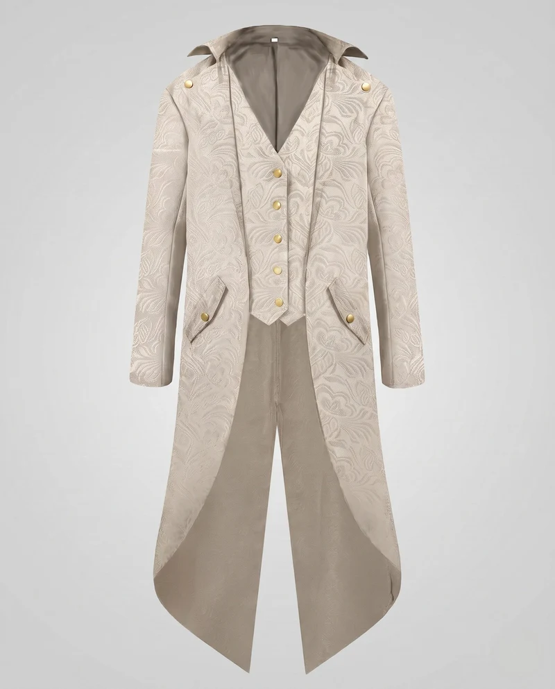 Damen historische Frack mit zartem floralen Muster und eleganten Knöpfen Nord Taschen