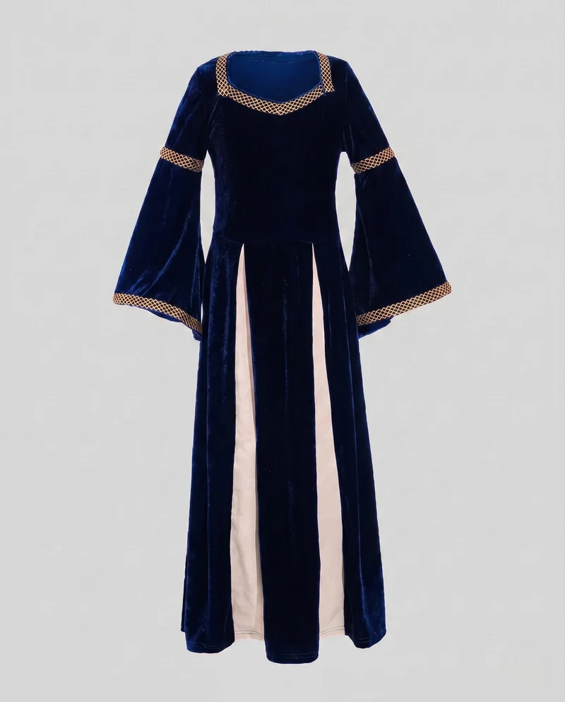 Frauen Historisches Samtkleid mit Ausgestellten Ärmeln und Dekorativem Kragen Nord Taschen