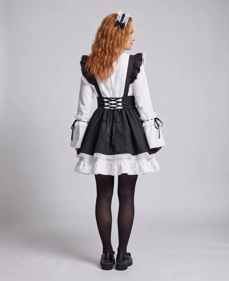Damenkostüm als elegante Dienstmädchen mit Rüschen und Schleifen Nord Taschen