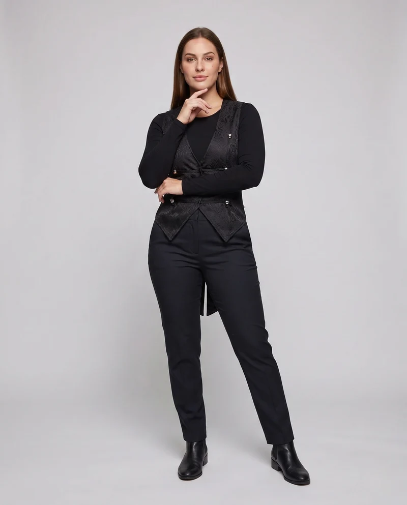 Frauen elegante Westen mit floralem Jacquardmuster und asymmetrischem Saum Nord Taschen