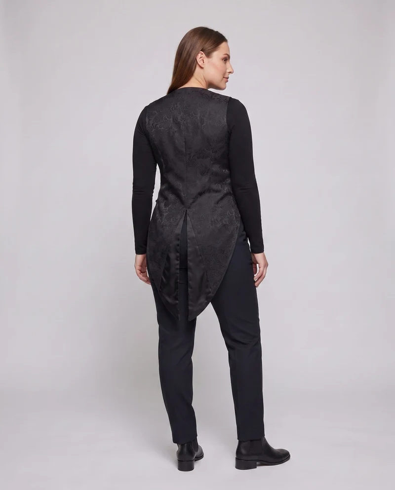 Frauen elegante Westen mit floralem Jacquardmuster und asymmetrischem Saum Nord Taschen