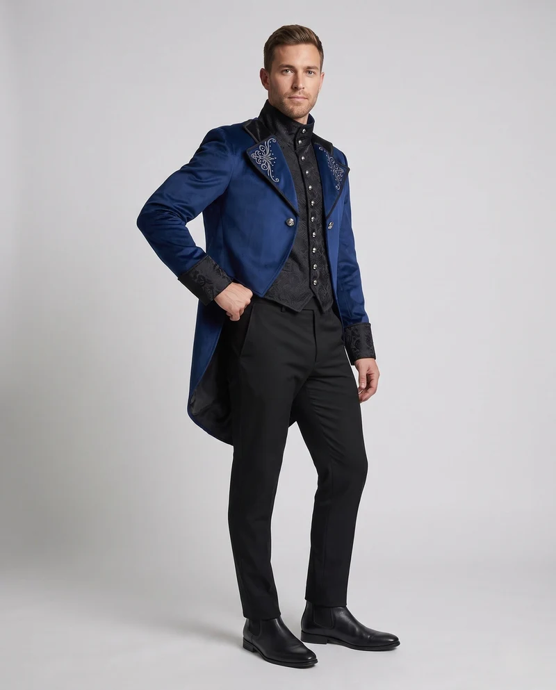 Herren Elegante Gothic Jacke mit dekorativen Details Nord Taschen