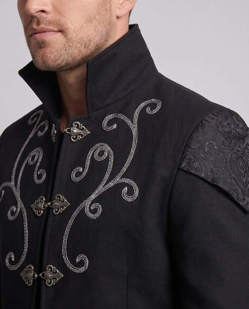 Herren Elegante Gothic Jacke mit aufwendiger Stickerei Nord Taschen
