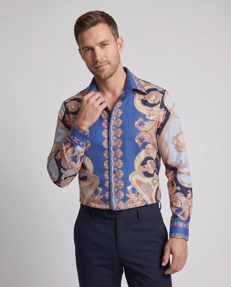Elegantes Langarmhemd für Herren mit Detaildruck Nord Taschen