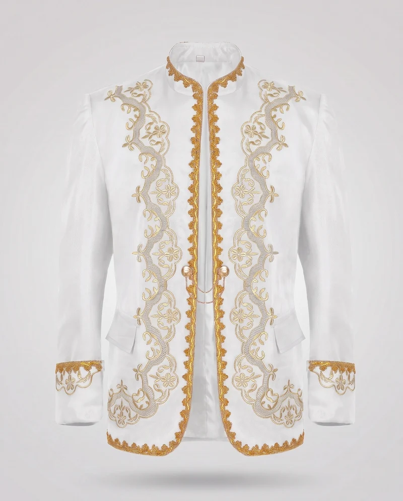 Herren eleganter Brokatblazer mit aufwendiger goldener Stickerei Nord Taschen