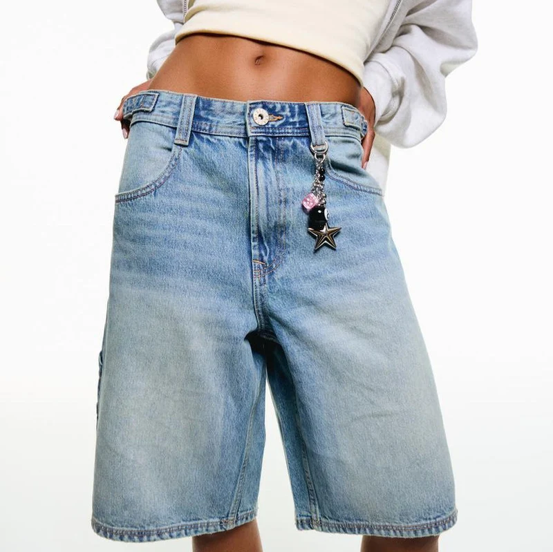 Damen Hochgeschnittene Denim-Shorts im modernen Stil