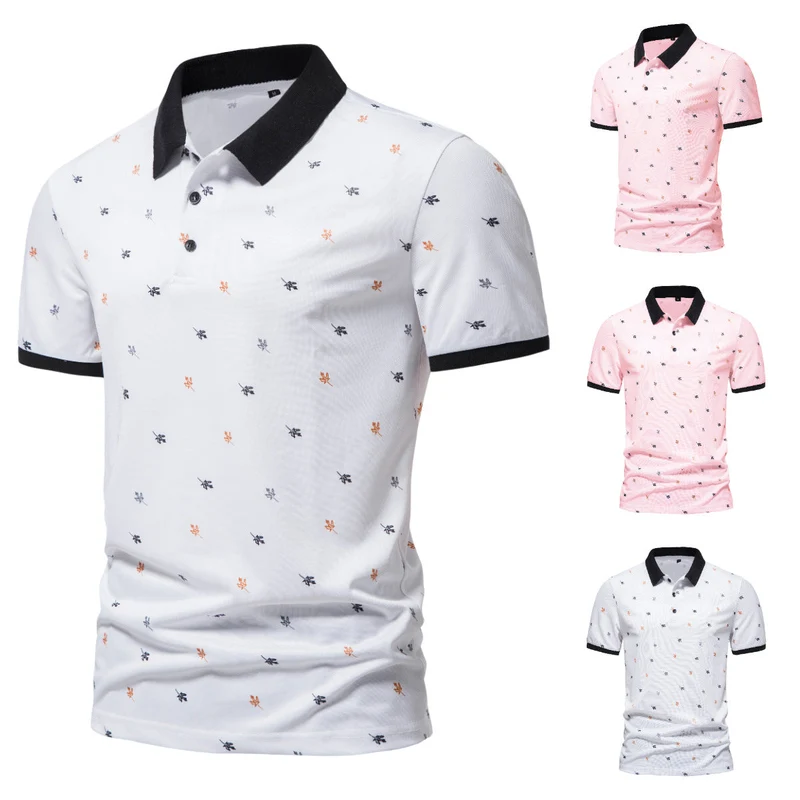 Herren Poloshirt mit einzigartigem Muster und modernem Stehkragen