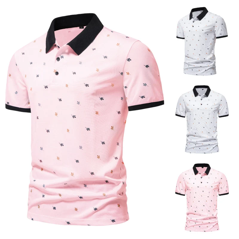 Herren Poloshirt mit einzigartigem Muster und modernem Stehkragen