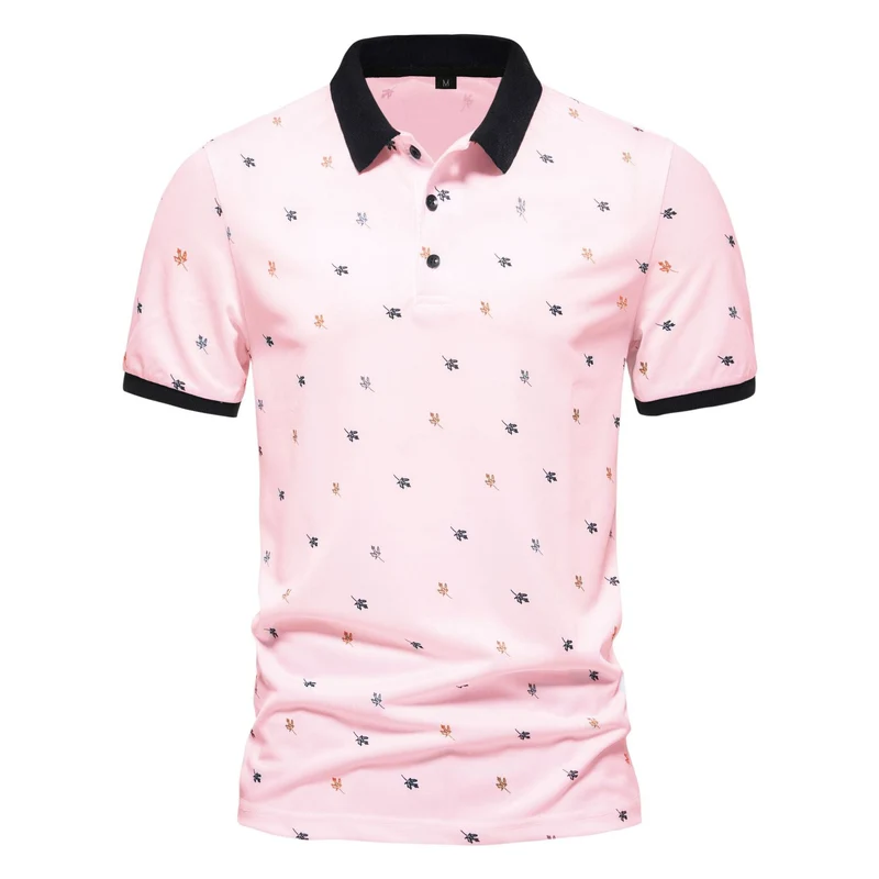 Herren Poloshirt mit einzigartigem Muster und modernem Stehkragen