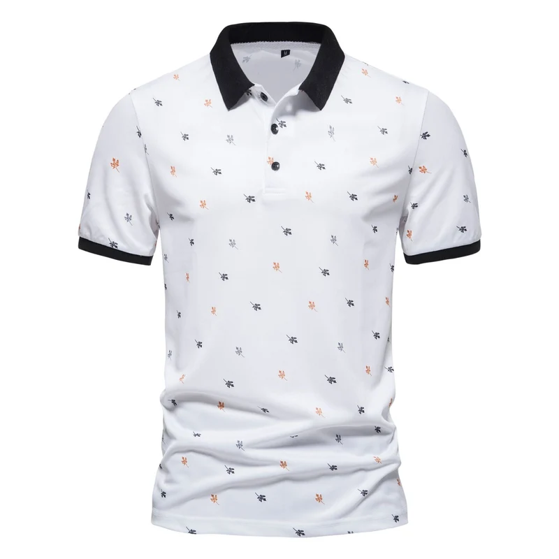 Herren Poloshirt mit einzigartigem Muster und modernem Stehkragen