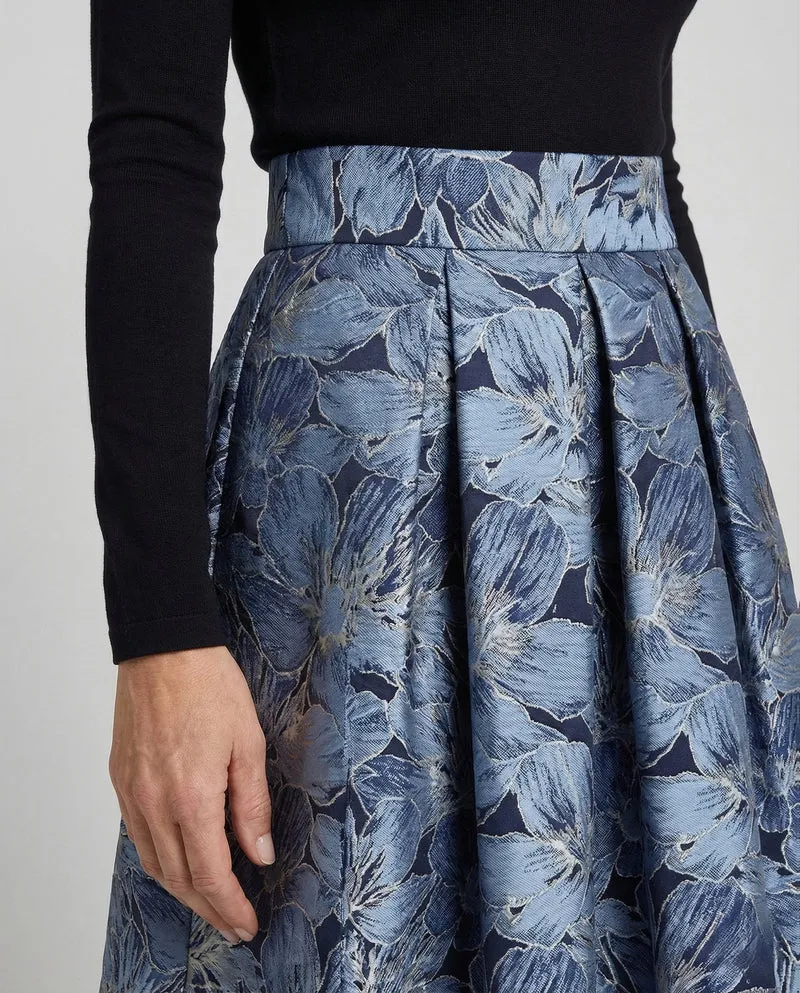 Damen Jacquard-Midirock mit Blumenmotiv