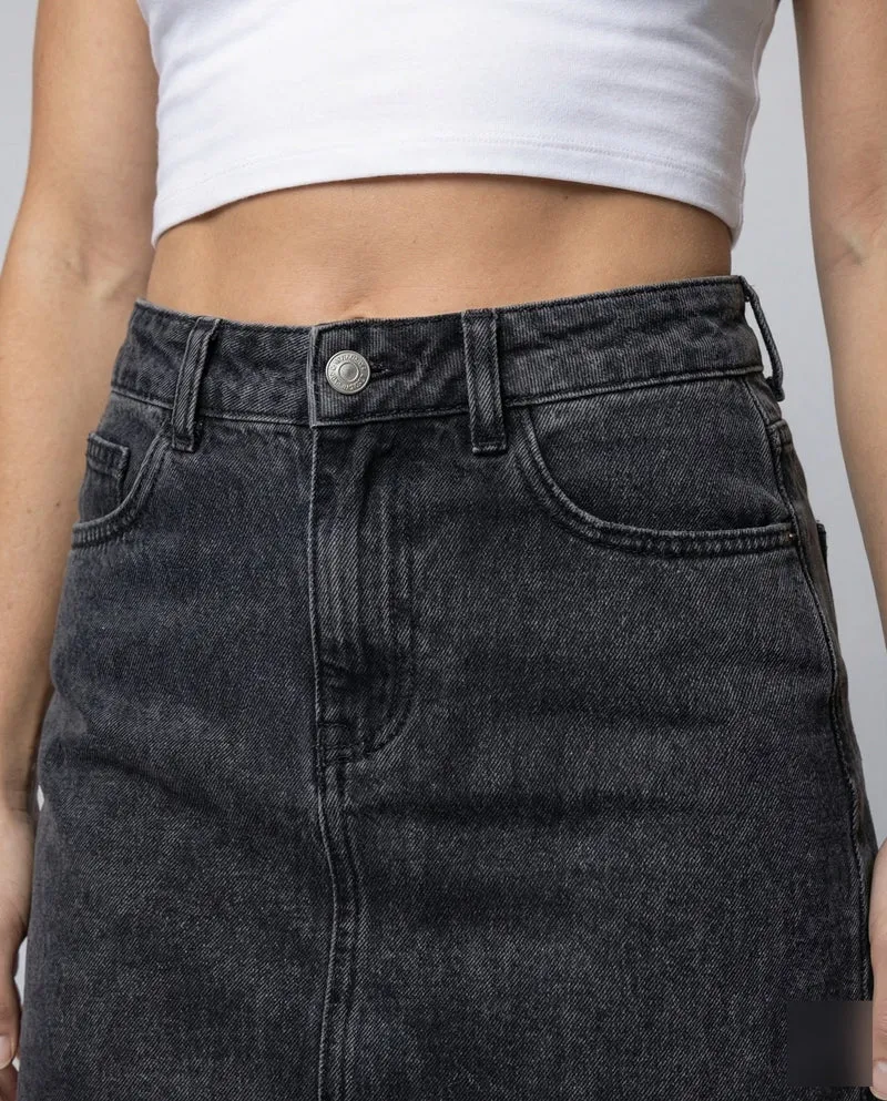 Damen kurzer hochgeschnittener Jeansrock in A-Linie