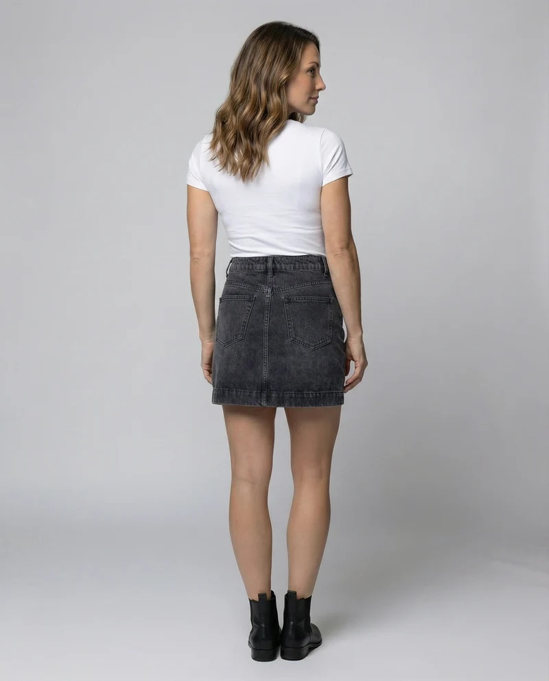Damen kurzer hochgeschnittener Jeansrock in A-Linie