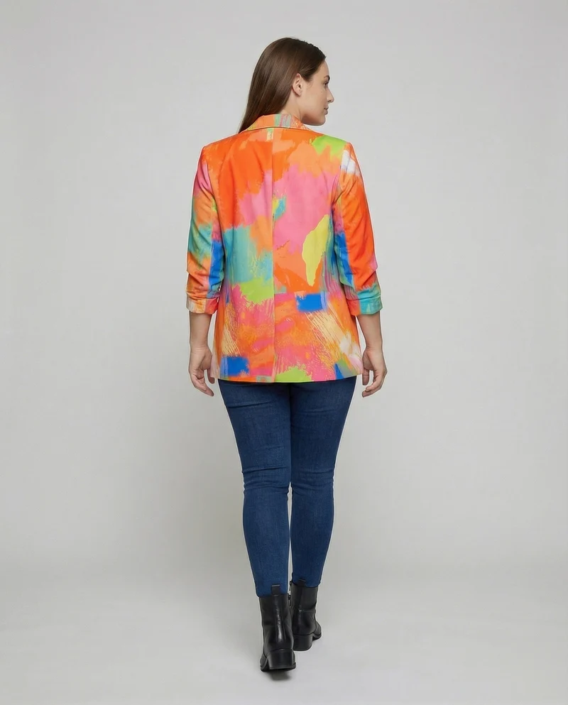 Damen Expressive Abstrakt-Print Longblazer