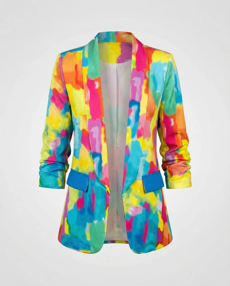 Damen Expressive Abstrakt-Print Longblazer