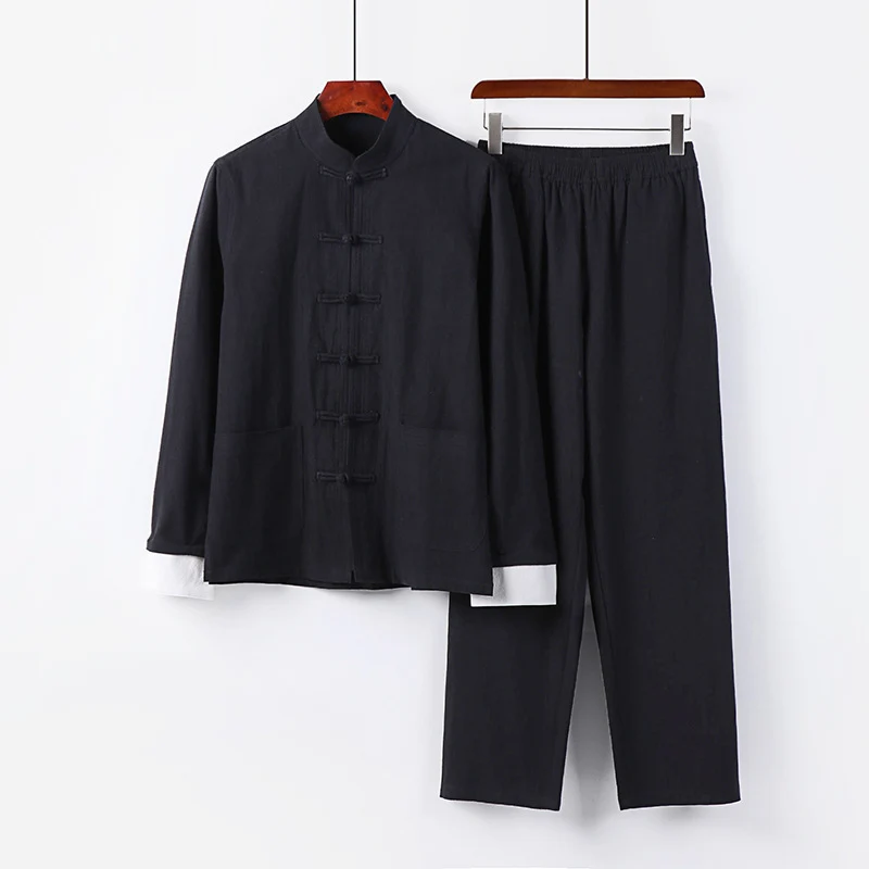 Herren Leichtes Tai-Chi-Set mit Stehkragen und Knotenverschlüssen Nord Taschen