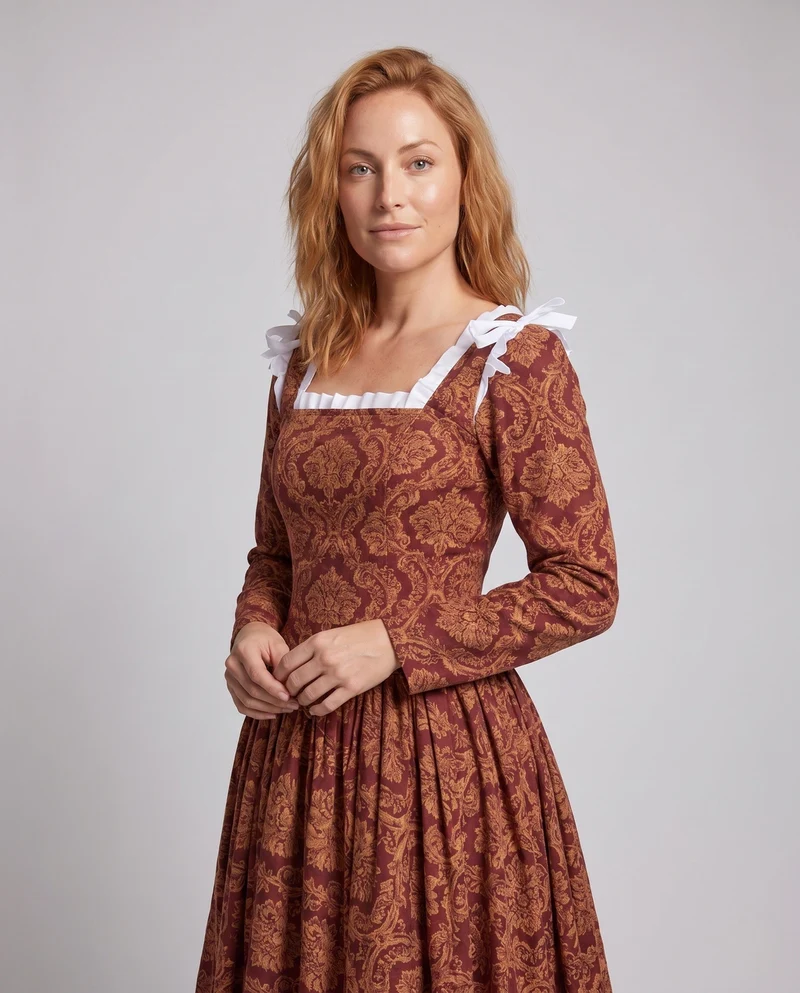 Damen historische Ballkleid mit fließendem Rock und eleganten Spitzenärmeln Nord Taschen