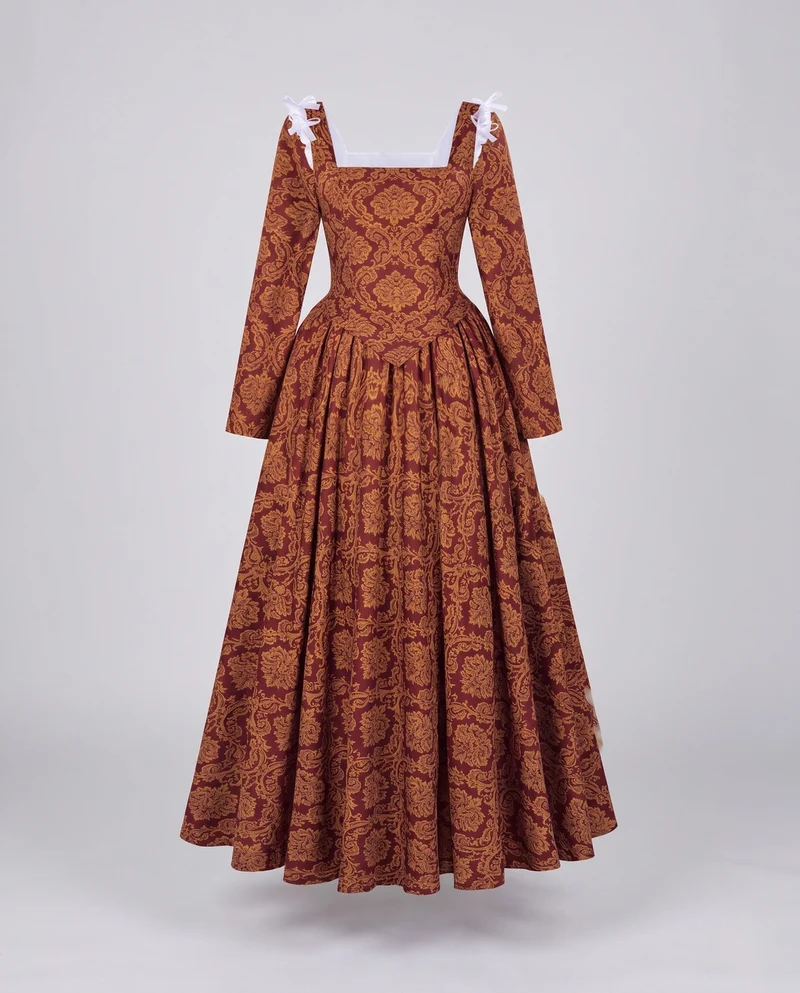Damen historische Ballkleid mit fließendem Rock und eleganten Spitzenärmeln Nord Taschen