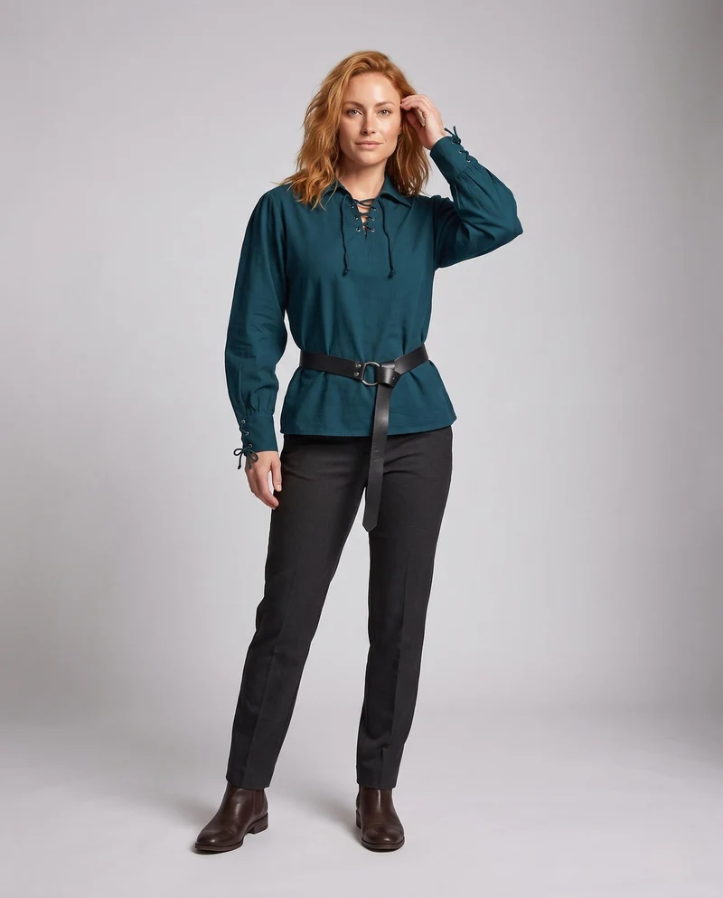 Damen historische Bluse mit elegantem Schnürdesign Nord Taschen