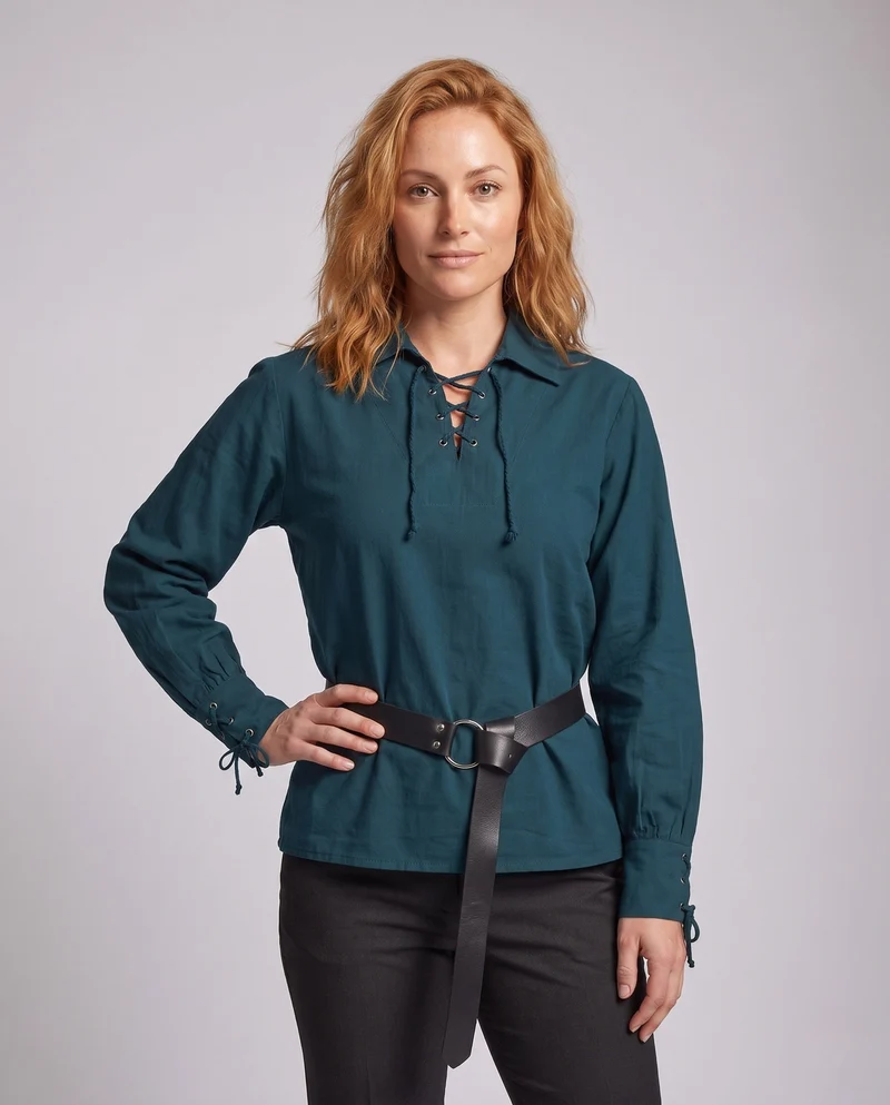 Damen historische Bluse mit elegantem Schnürdesign Nord Taschen