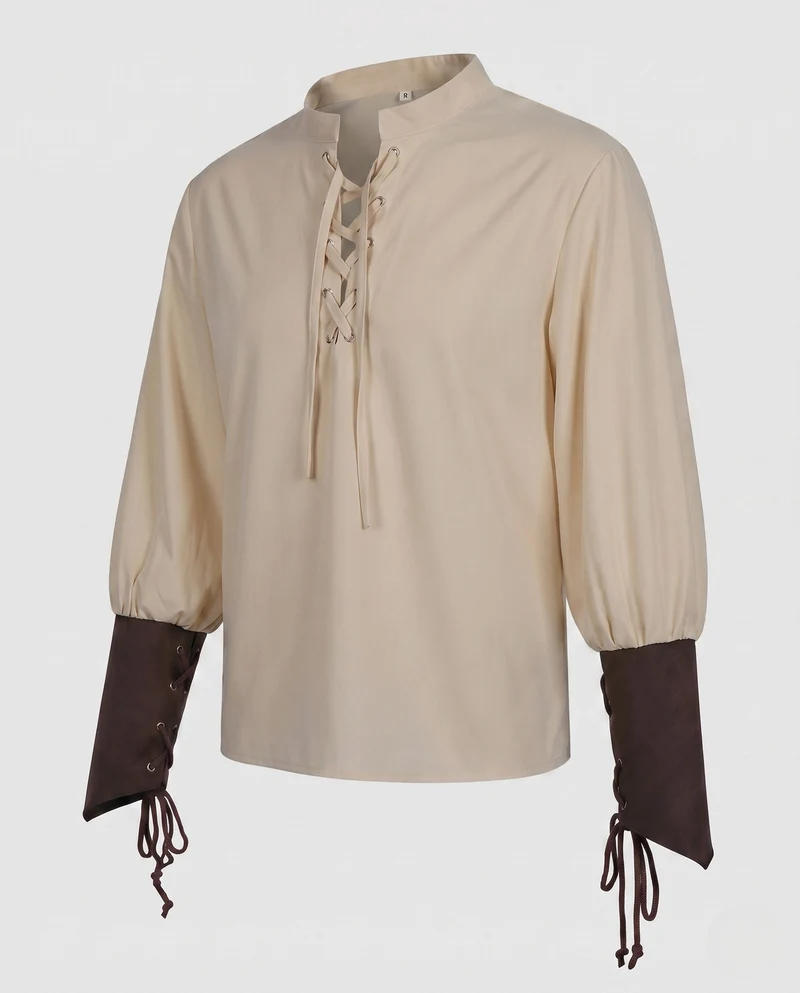 Damen historisches Hemd mit Schnürung und elegantem Puffärmel Nord Taschen