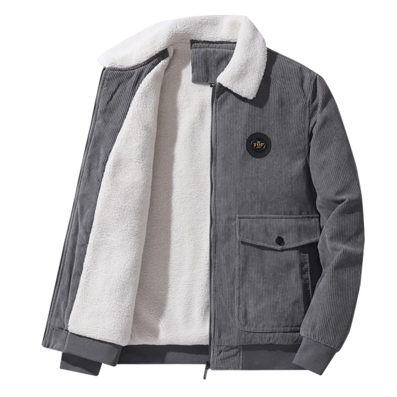 Herren Cord-Fieldblouson im Aviator-Style mit Sherpa-Kragen und Utility-Pattentaschen Nord Taschen