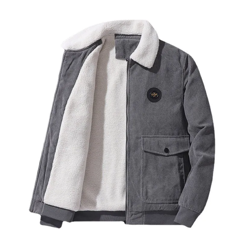Herren Cord-Blouson mit Teddyfutter, Sherpa-Innenlage und Pattentaschen Nord Taschen