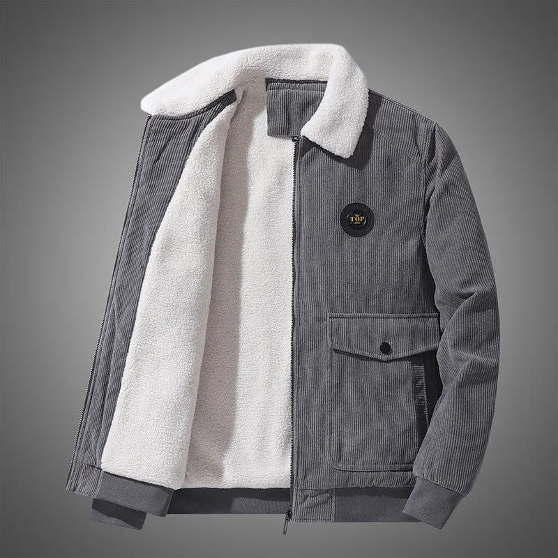 Herren Cord-Blouson mit Teddyfutter, Sherpa-Innenlage und Pattentaschen Nord Taschen