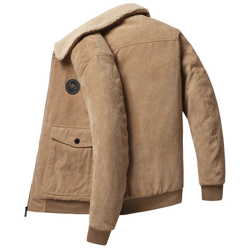 Herren Cord-Blouson mit Sherpa-Kragen, wattierter Innenlage und Reißverschluss Nord Taschen