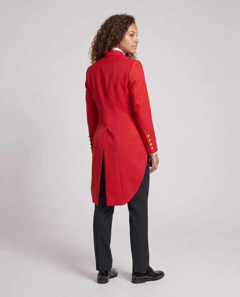 Damen eleganter Frack mit aufwendigen Knopfdetails und passendem Fliegen-Nord Taschen