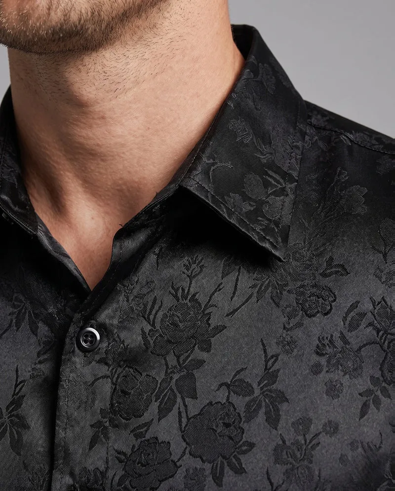 Herren Elegantes Hemd mit Floral Jacquard Muster Nord Taschen