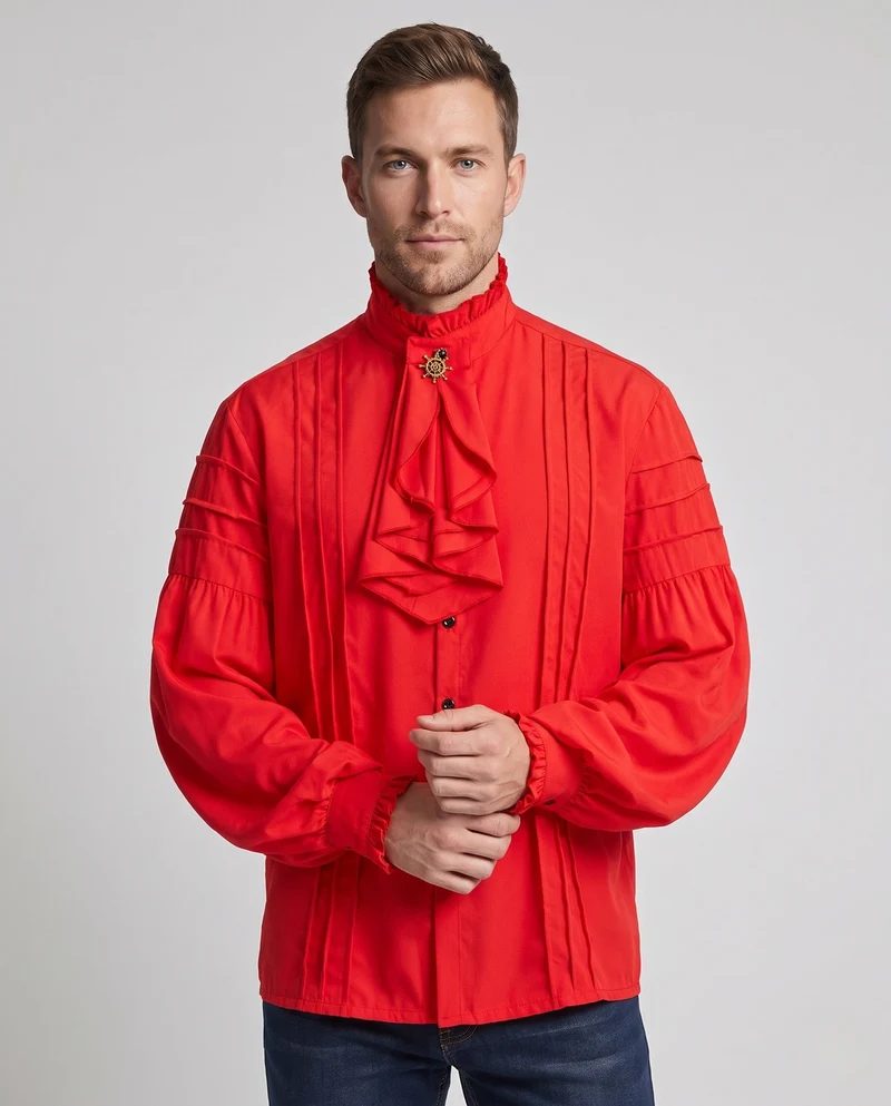 Herren Elegantes Langarmshirt mit Rüschendetails Nord Taschen