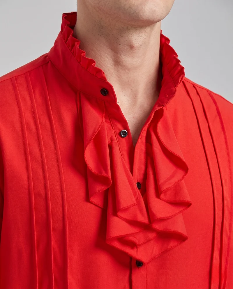 Herren Elegantes Langarmshirt mit Rüschendetails Nord Taschen
