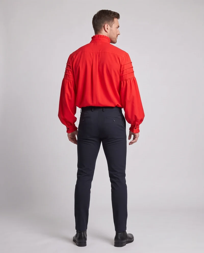 Herren Elegantes Langarmshirt mit Rüschendetails Nord Taschen