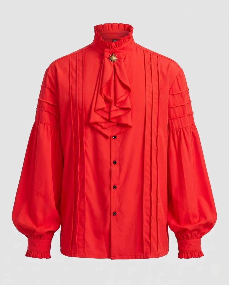 Herren Elegantes Langarmshirt mit Rüschendetails Nord Taschen