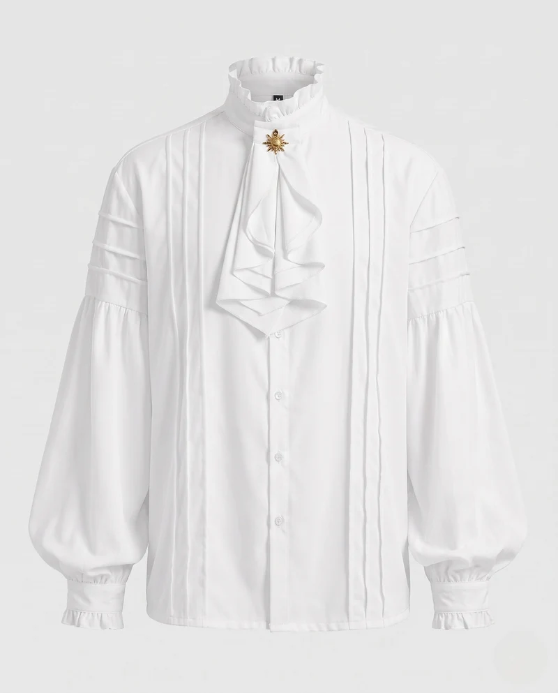 Herren Elegantes Langarmshirt mit Rüschendetails Nord Taschen