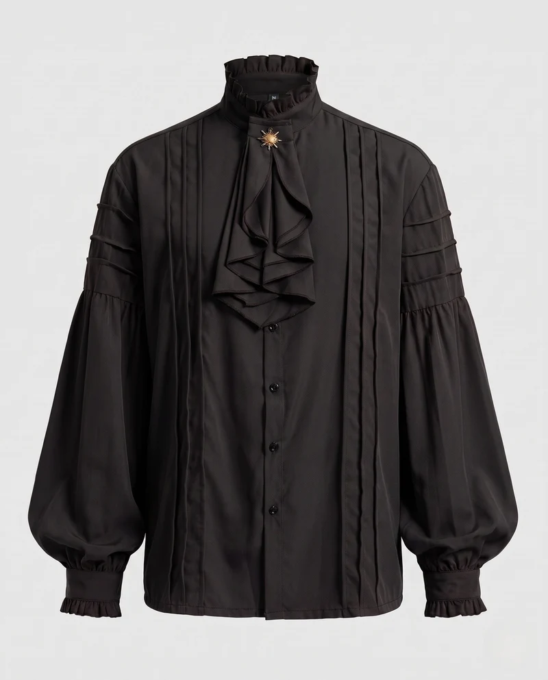 Herren Elegantes Langarmshirt mit Rüschendetails Nord Taschen