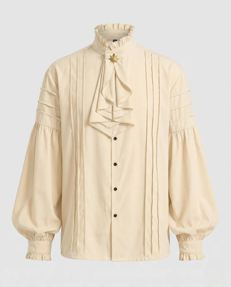 Herren Elegantes Langarmshirt mit Rüschendetails Nord Taschen