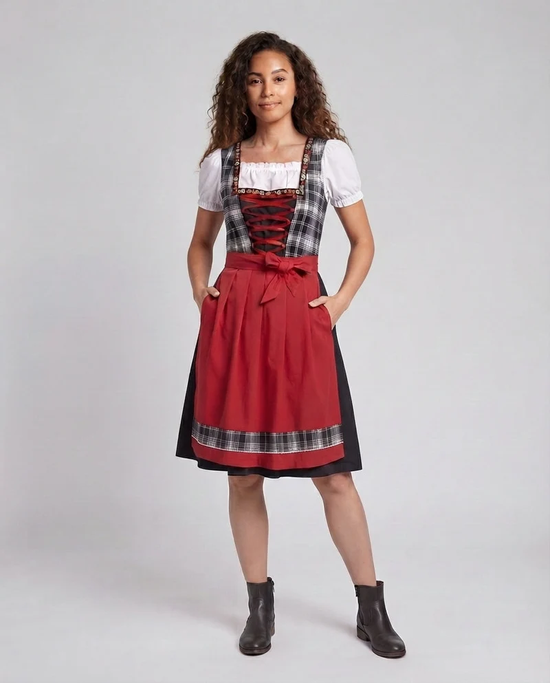 Damen Dirndl Kleid Nord Taschen