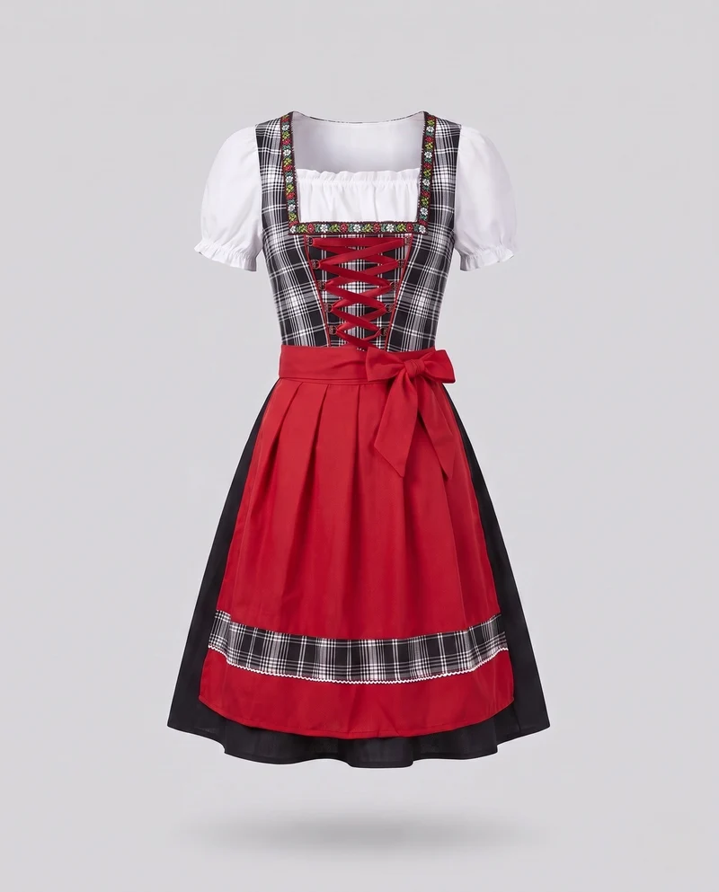 Damen Dirndl Kleid Nord Taschen