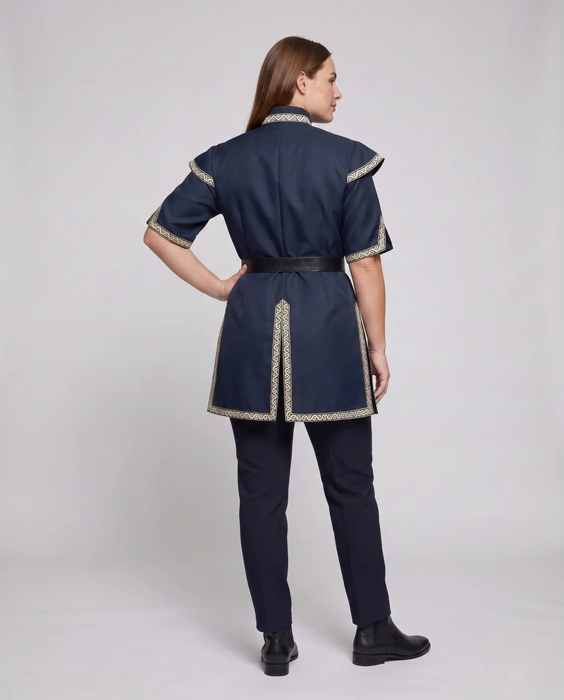 Damen historisches Kostümkleid mit aufwendigen Verzierungen und Gürtel Nord Taschen