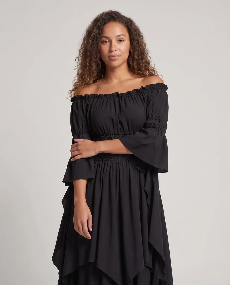 Frauen Elegante Maxi Kleid mit Off-Shoulder Design Nord Taschen