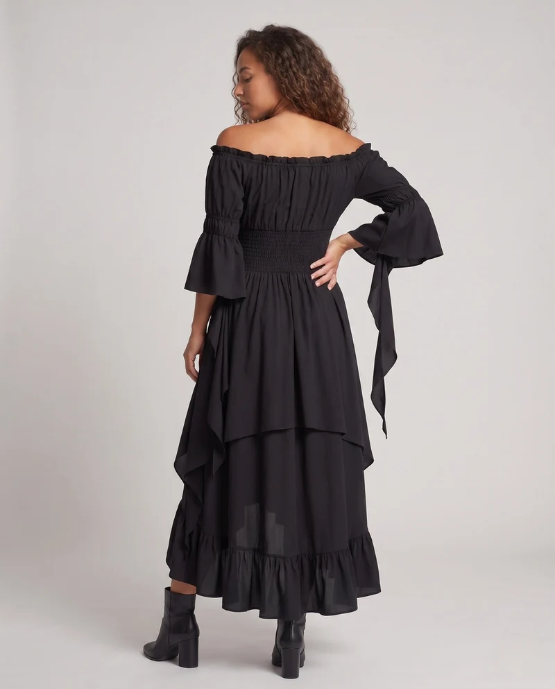 Frauen Elegante Maxi Kleid mit Off-Shoulder Design Nord Taschen