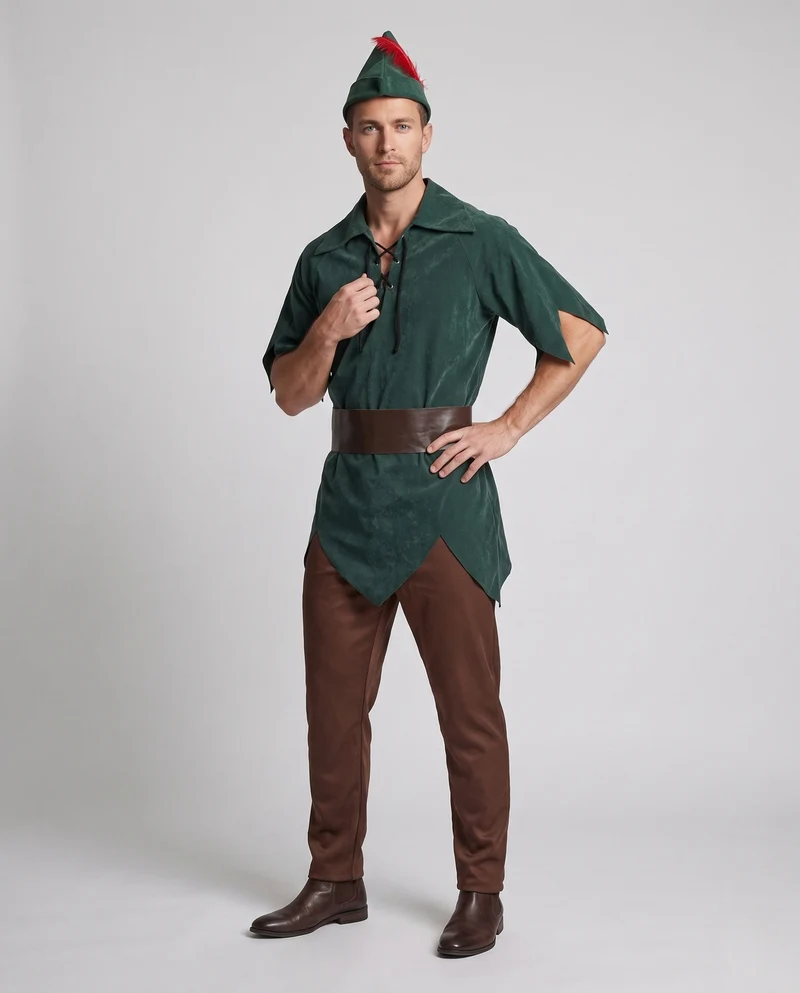 Herren Peter Pan Kostüm mit Hüftgurt und charakteristischem Hut Nord Taschen
