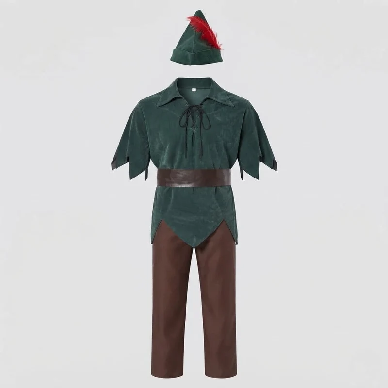 Herren Peter Pan Kostüm mit Hüftgurt und charakteristischem Hut Nord Taschen