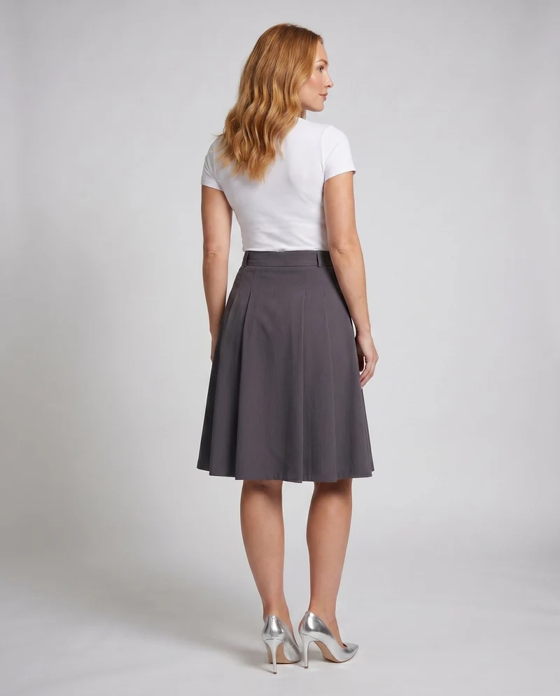 Damen Eleganter, plissierter Rock mit Taillengürtel