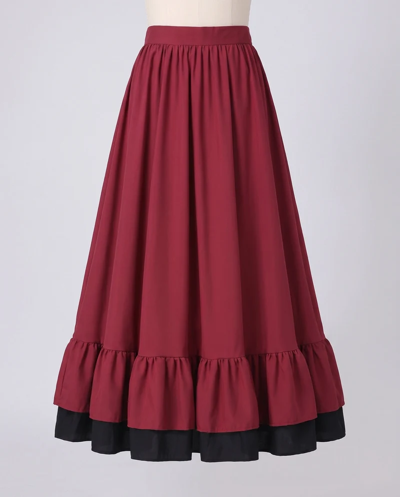 Damen Stylisches Langarmkleid mit Rüschen und Gürtel Nord Taschen