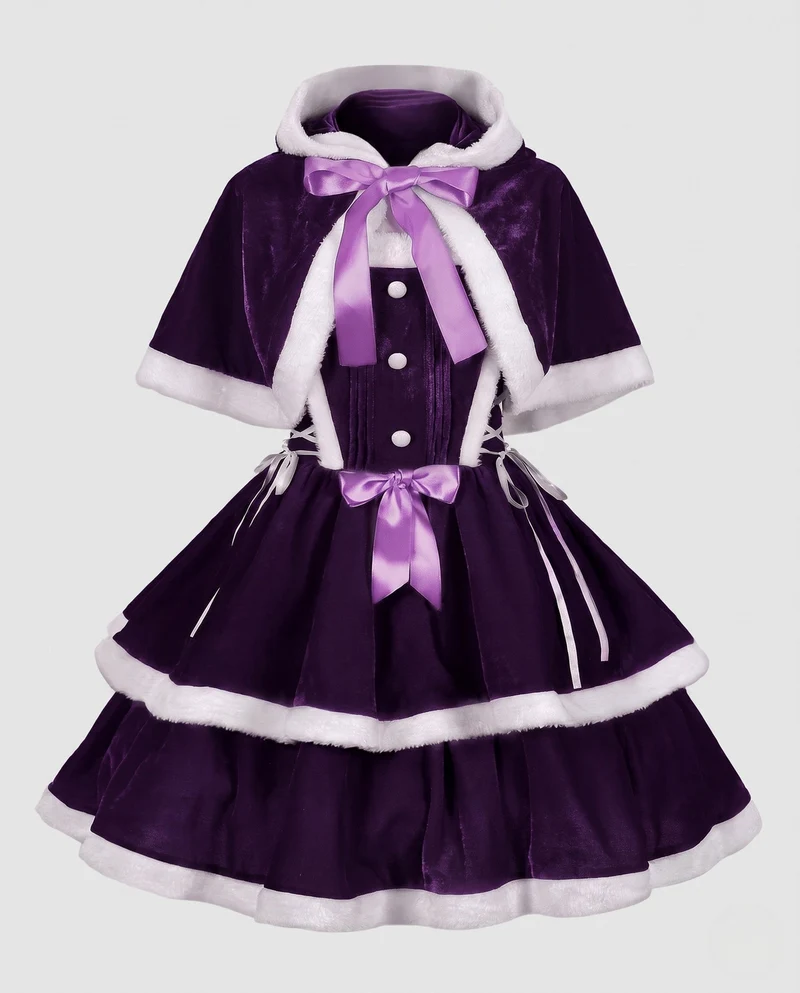 Frauen Festkleid mit Kapuze und Rüschenelementen Nord Taschen