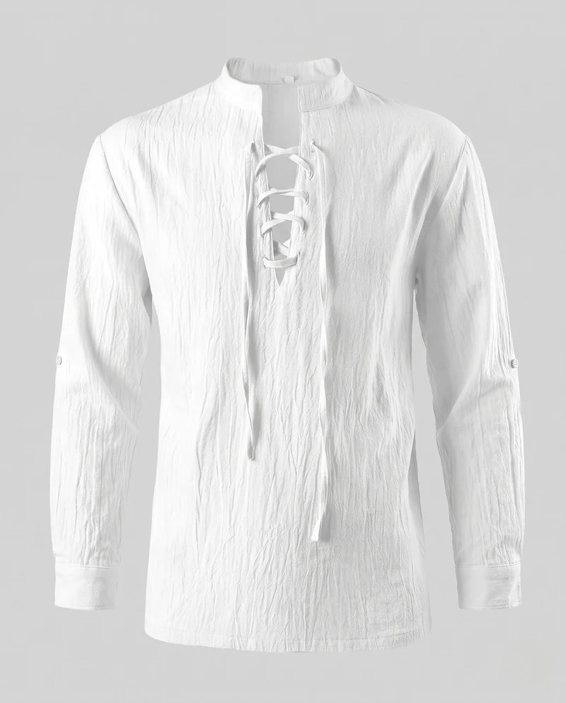 Frauen Historisches Langarmshirt mit Schnürung Nord Taschen