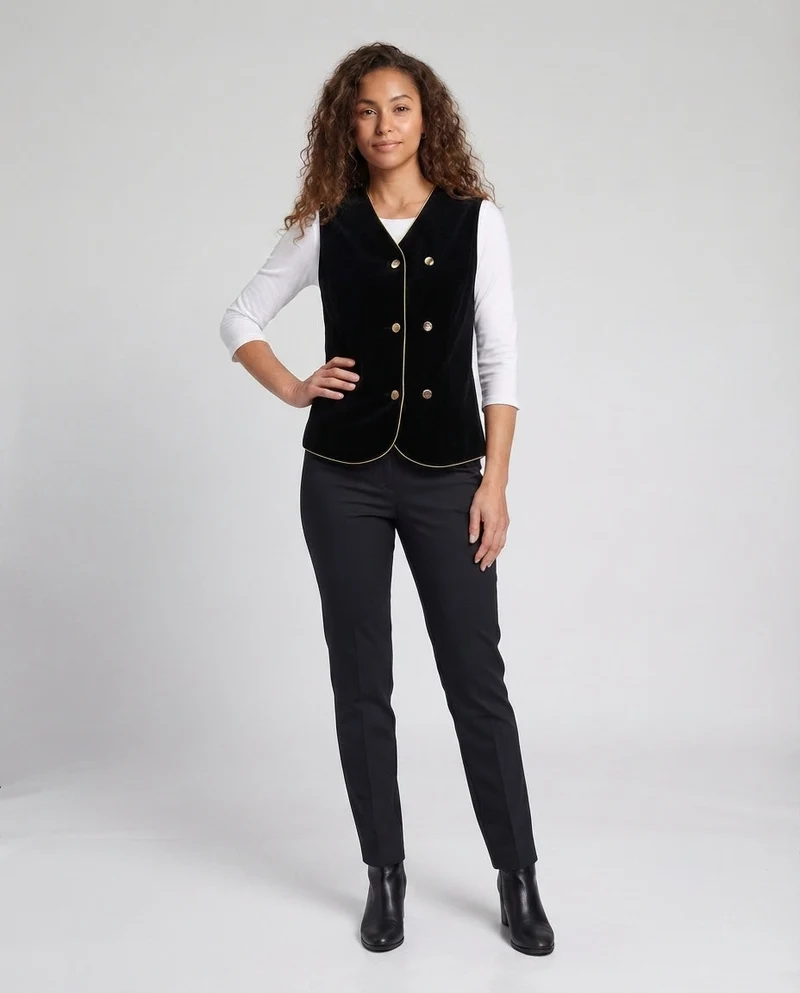 Damen Elegantes Samt-Weste mit Knopfdetails Nord Taschen